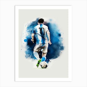 Lionel Messi Argentina Football World Cup Watercolour Art Print