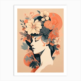 Bloom Body Woman Neutral Colours Boho Style 16 Art Print