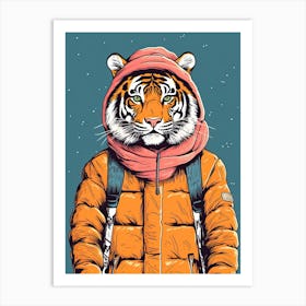 Tiger Illustrations Wearing Ski Gear 3 Art Print