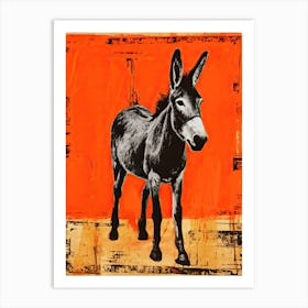 Donkey, Woodblock Animal Drawing 2 Art Print