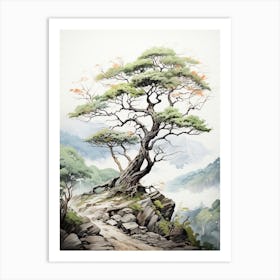 Iya Valley In Tokushima, Japanese Brush Painting, Ukiyo E, Minimal 1 Art Print