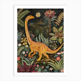 Dinosaur In The Meadow Painting 3 Art Print