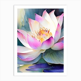 Giant Lotus Watercolour 1 Art Print