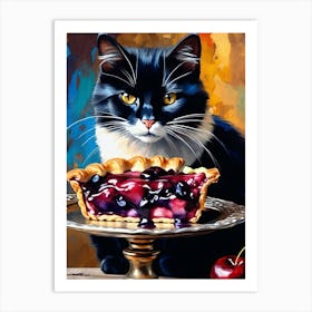 Cat With Pie Art Print