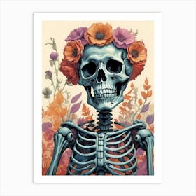 Floral Skeleton In The Style Of Pop Art (21) Art Print