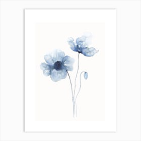 Blue Abstract Poppies 1 Art Print