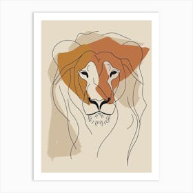 Lion Head Boho, Line Art Art Print