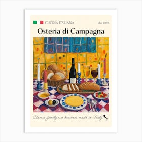 Osteria Di Campagna Trattoria Italian Poster Food Kitchen Art Print