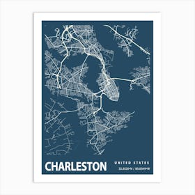 Charleston Blueprint City Map 1 Art Print