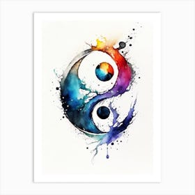 Ying Yang 1 Symbol Watercolour Art Print