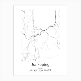 Jonkoping,Sweden Minimalist Map Art Print