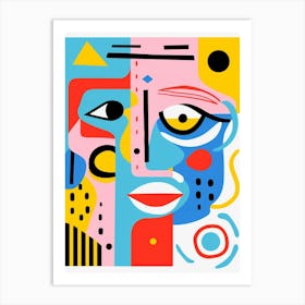 Pastel Geometric Abstract Face 2 Art Print