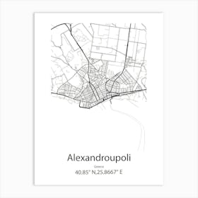 Alexandroupoli,Greece Minimalist Map Art Print