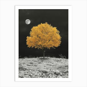 Yellow Tree In The Night Art Print