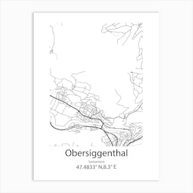 Obersiggenthal,Switzerland Minimalist Map Art Print