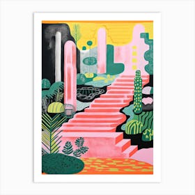 Villa Taranto Gardens Abstract Riso Style 2 Art Print