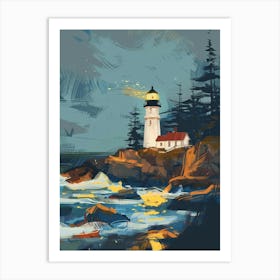 Lighthouse At Night 3 Art Print