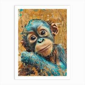Baby Orangutan Gold Effect Collage 1 Art Print