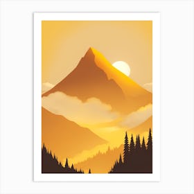 Misty Mountains Vertical Composition In Yellow Tone 31 Art Print