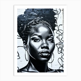 Graffiti Mural Of Beautiful Black Woman 67 Art Print