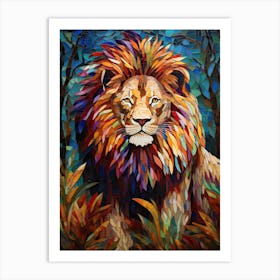 Lion Art Painting Mosaic Style 3 Art Print