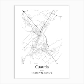 Cuautla,Mexico Minimalist Map Art Print