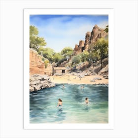 Swimming In Corsica France Watercolour Art Print