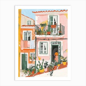 Pink Houses In Portugal Art Print