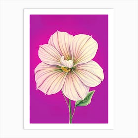 White Flower On Purple Background Art Print