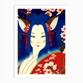 Goddess With Cherry Blossoms Art Print