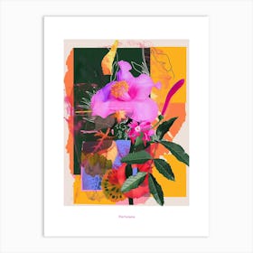 Portulaca 4 Neon Flower Collage Poster Art Print