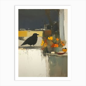 Crow On Window Sill Art Print