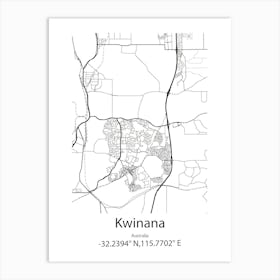 Kwinana,Australia Minimalist Map Art Print