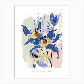 Colourful Flower Illustration Poster Nigella Love In A Mist 4 Art Print