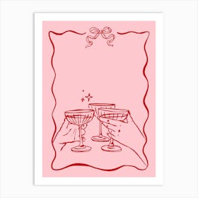 Hands Holding Champagne Glasses - Bows Art Print