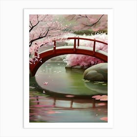 Cherry Blossom Bridge Art Print