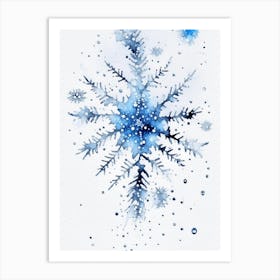 Stellar Dendrites, Snowflakes, Minimalist Watercolour 1 Art Print