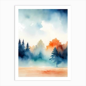 Watercolor Of Trees Art Print