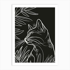 Japanese Bobtail Cat Minimalist Illustration 1 Art Print