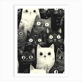 Perfectly Repeatable Artwork With Cute Cat Faces 14 Art Print