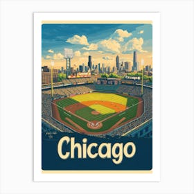 Aihrgdesign A Retro Travel Poster For Chicago Featuring The H 0c5f732c 6619 4d74 8b49 044abfd9d591 3 Art Print