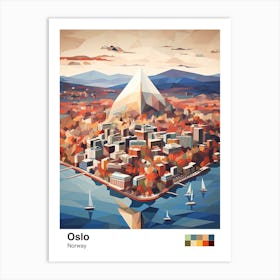 Oslo, Norway, Geometric Illustration 3 Poster Art Print