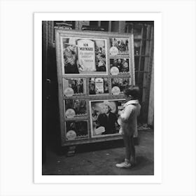 Little Boy Looking At Movie Display, New Iberia, Louisiana By Russell Lee Art Print