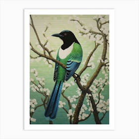 Ohara Koson Inspired Bird Painting Magpie 1 Art Print