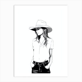 Minimalist Cowgirl Illustration Art Print