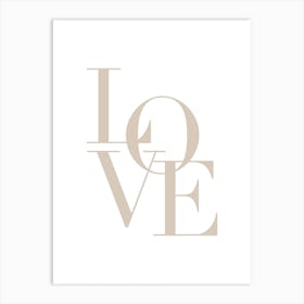 Typography "Love" in Beige Art Print