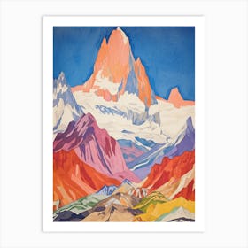 Masherbrum Pakistan 2 Colourful Mountain Illustration Art Print