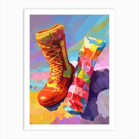 Rainbow Coloured Socks Oil Painting 1 Art Print