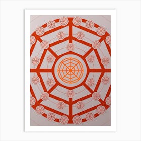 Geometric Abstract Glyph Circle Array in Tomato Red n.0208 Art Print