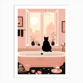 Cat In Bathroom 1 Art Print